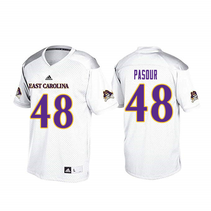 Men #48 Aaron Pasour ECU Pirates College Football Jerseys Sale-White - Click Image to Close